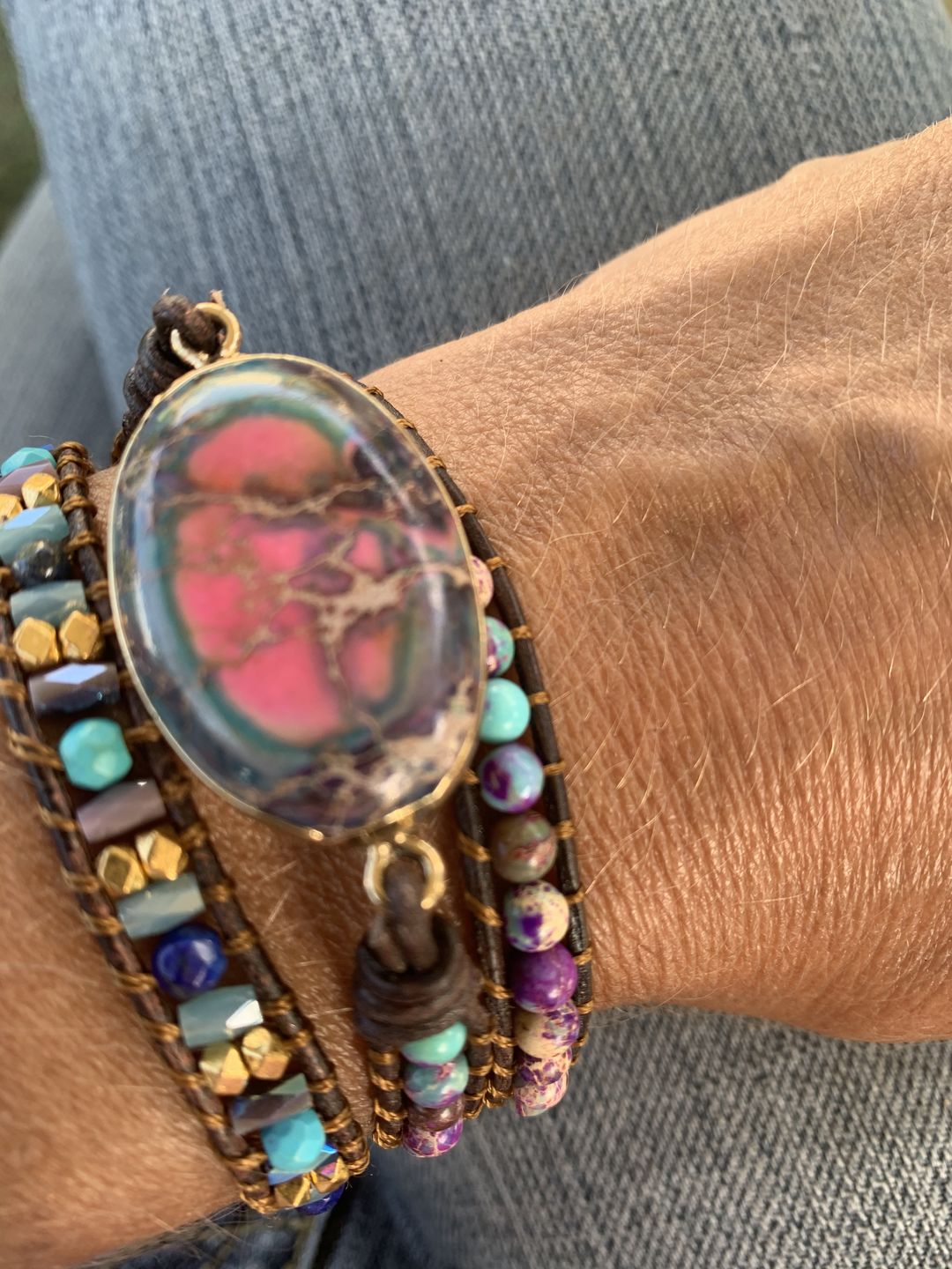 Customer photo review of Intense Emperor Jasper Wrap Bracelet