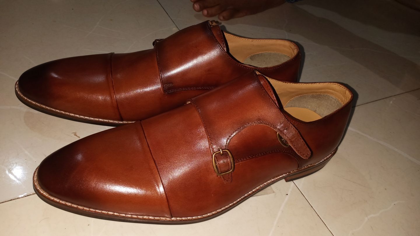 Customer photo review of Double Monk Straps Cap toe - Brown