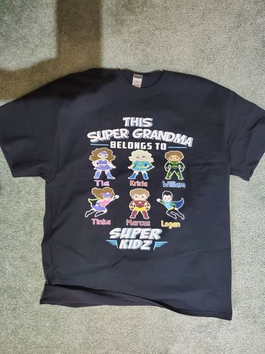 Customer photo review of This Super Grandma Belongs To Super Kids" T-Shirt