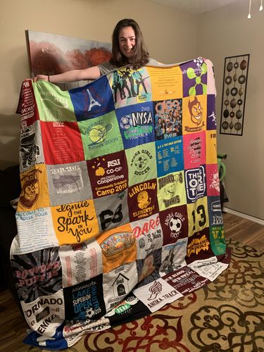 T-shirt quilt featuring soccer team by Lisa from AZ