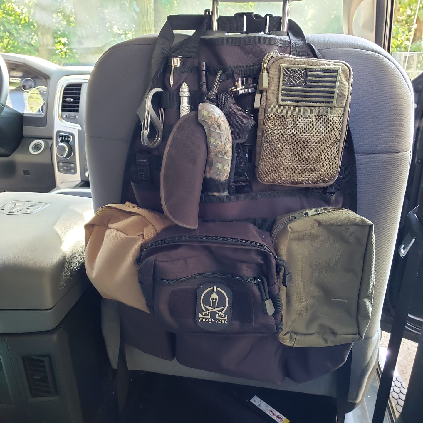 Customer photo review of Tactical MOLLE Car Seat Organizer v2