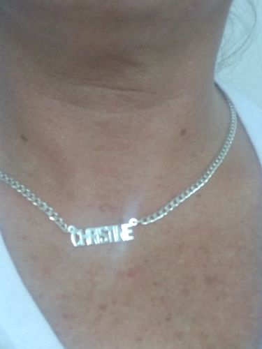 Customer photo review of Block Mini Name Necklace with Cuban Chain