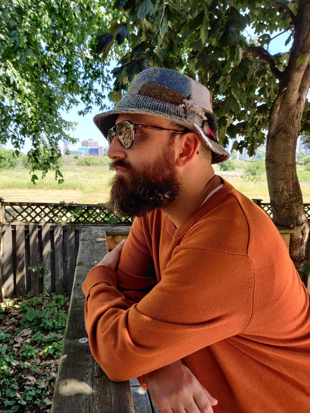 Customer photo review of Walking Hat Patchwork Tweed