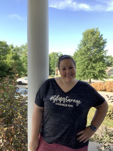 Customer photo review of Charcoal V-neck T-shirt