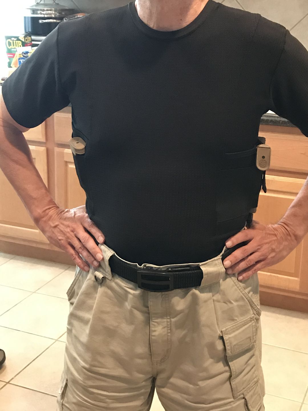 Customer photo review of Mens Concealed Carry Coolux Mesh Crew Neck Tee