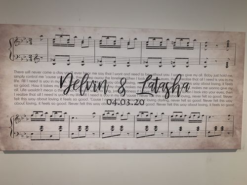 Customer photo review of Custom Name and Sheet Music Canvas - Ready to Hang