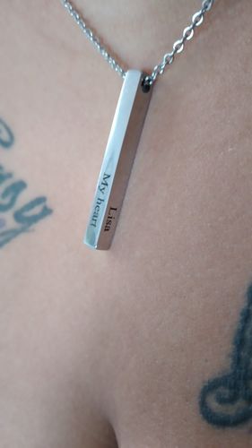 Customer photo review of Custom 3D Bar Necklace