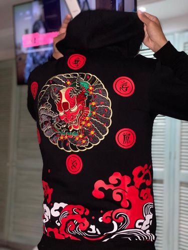 Customer photo review of The Oni Embroidered Sukajan Hoodie