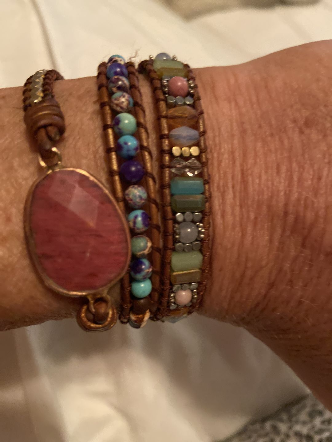 Customer photo review of Healing Rhodochrosite Wrap Bracelet