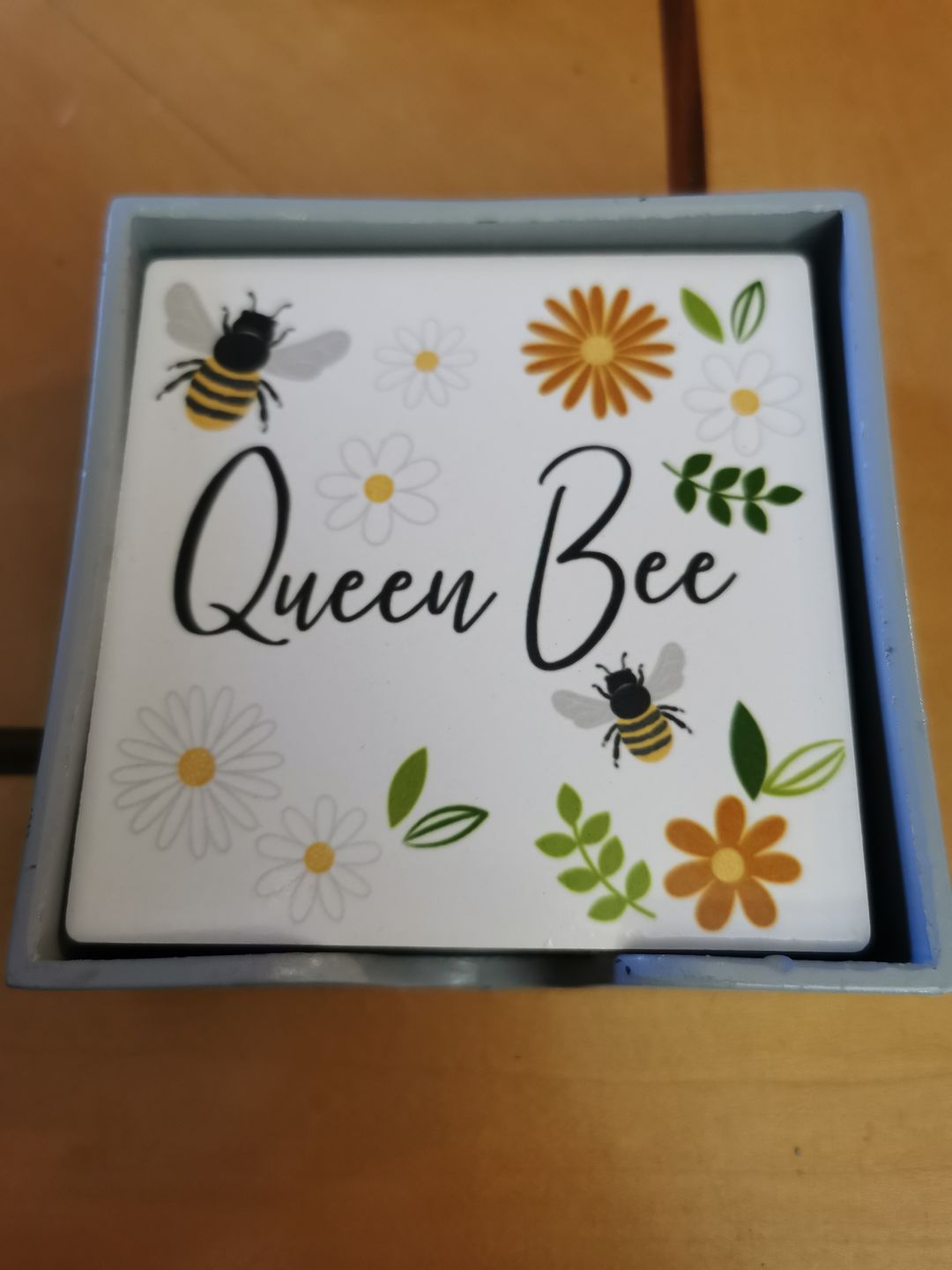 Customer photo review of Bees & Daisies Ceramic Coaster Set of Four