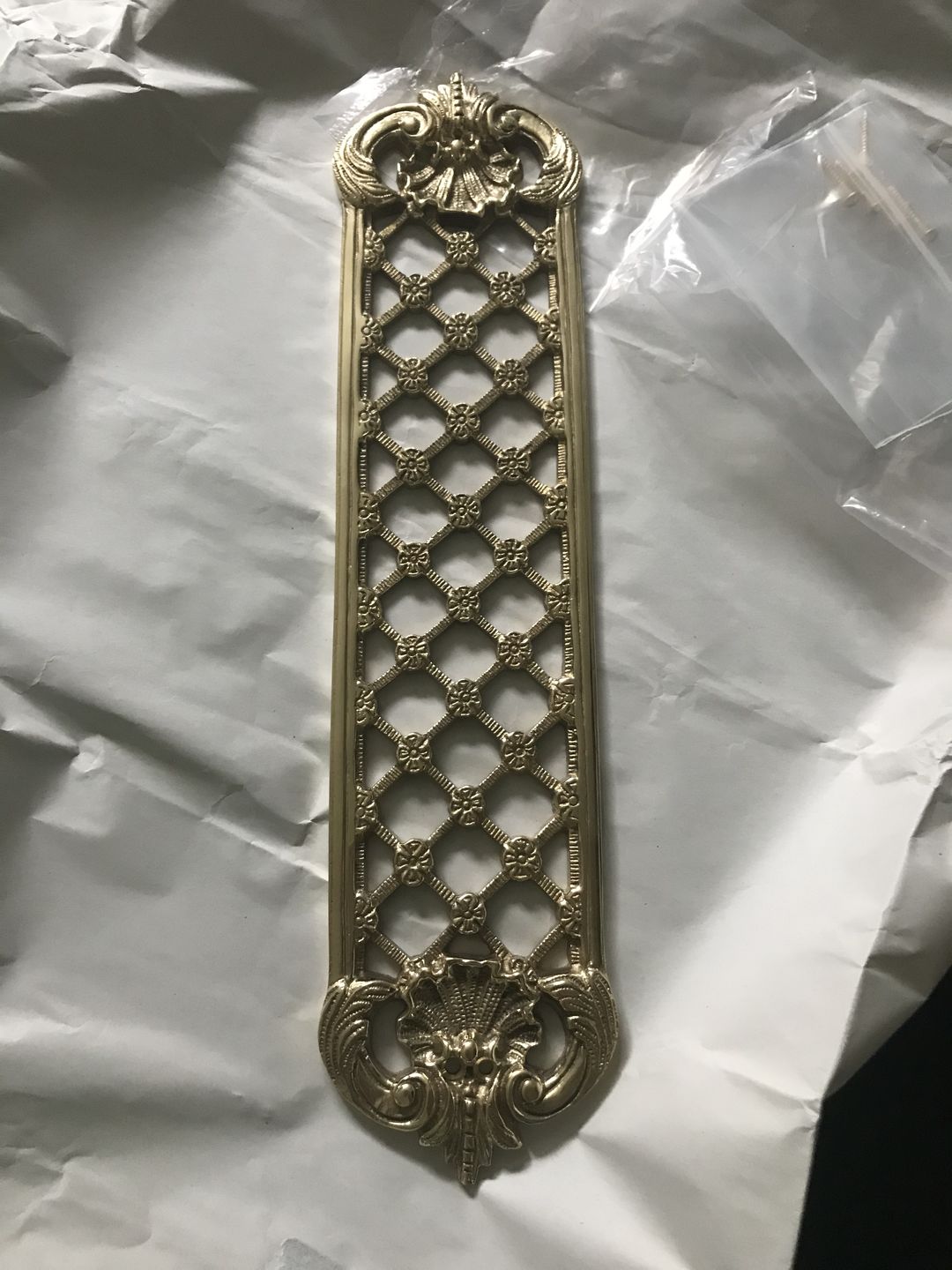 Customer photo review of Brass Lattice Door Push Plate