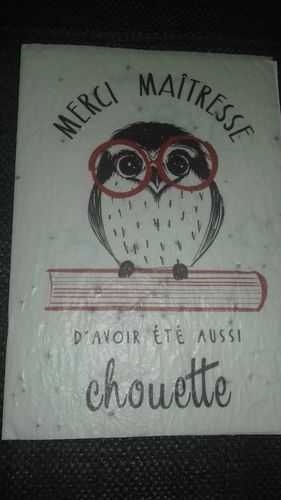 Customer photo review of Carte à planter - Merci maîtresse d'avoir été aussi chouette