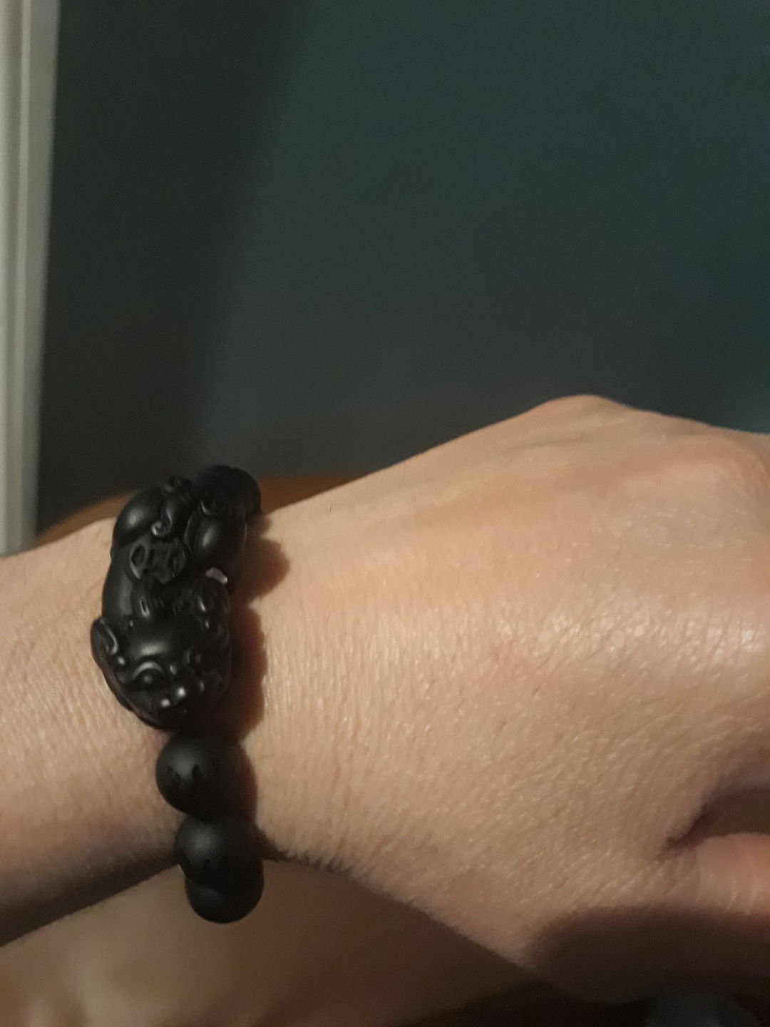 Customer photo review of 6 Words Pixiu Wealth Mantra Obsidian Bracelet