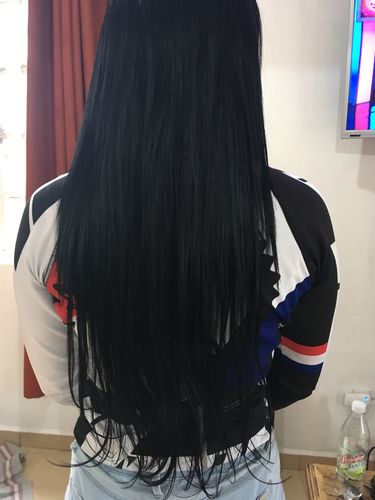 Customer photo review of Full Shine Sew In Hair Weft Bundles 100% Remy Human Hair Jet Black (#1)