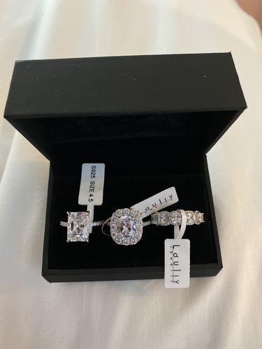 Customer photo review of 7.0Ct Simulated Diamond Radiant Cut Engagement Ring Promise Rings In Sterling Silver