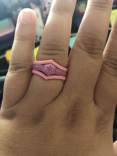 Customer photo review of Women's Couture Silicone Rings. Stylish Design, Comfortable & Durable Wedding Bands - 3 Rings Set