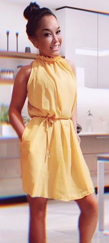Customer photo review of Halter Sleeveless Dress