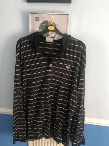 Customer photo review of lacoste black striped polo top l