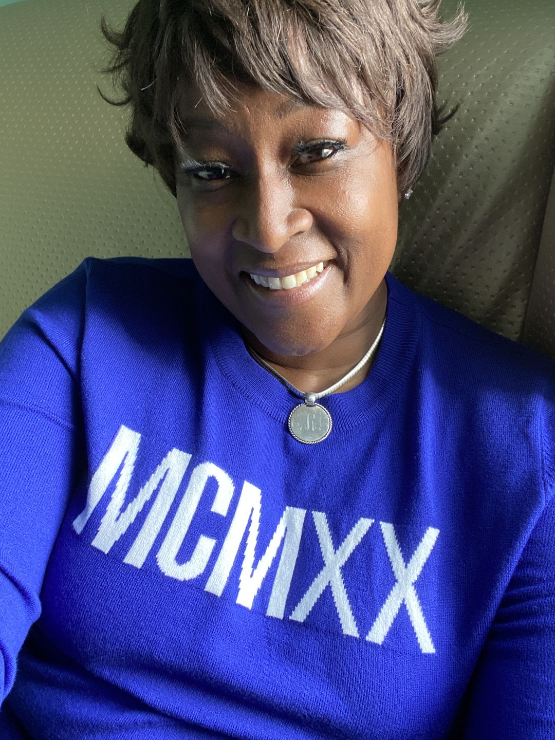 Customer photo review of Polka Dot Chiffon Sweater - Royal