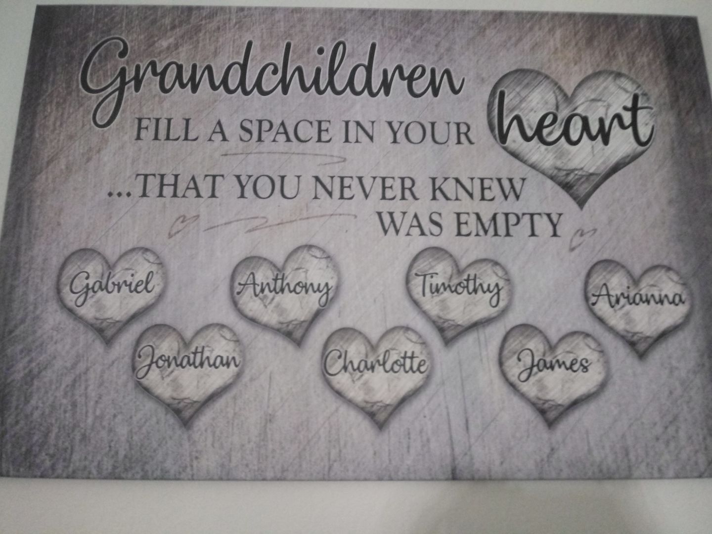 Customer photo review of Personalized "Grandchildren Fill A Space In Your Heart" Premium Canvas