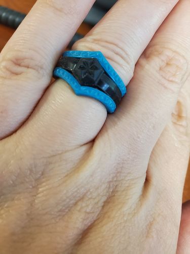 Customer photo review of Women's Couture Silicone Rings. Stylish Design, Comfortable & Durable Wedding Bands - 5 Rings Set