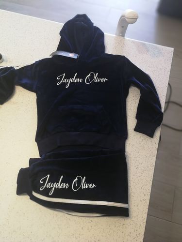 Customer photo review of Personalised Presto Velour Tracksuit (6m-6 Years) (MRK X)