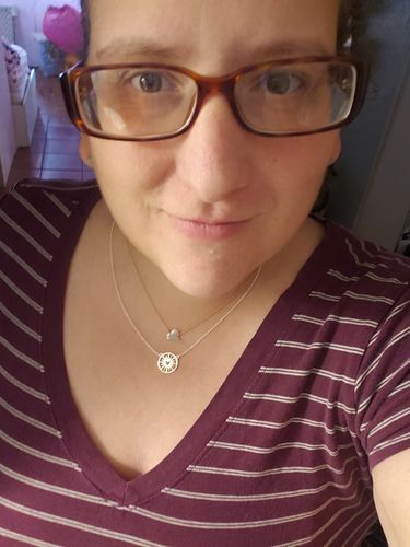 Customer photo review of Head In The Clouds Necklace - Rose Gold
