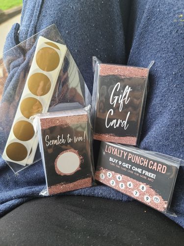 Customer photo review of Customizable Rose Gold Glitter Gift Cards