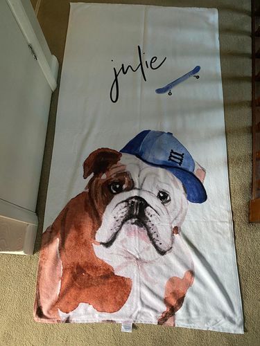 english bulldog beach towel