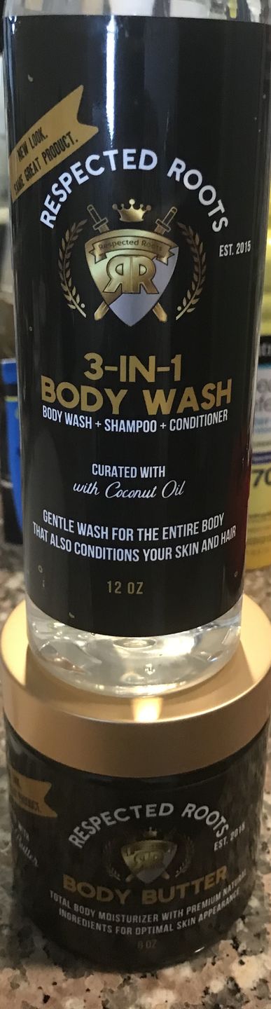 Customer photo review of Respected Roots 3-In-1 Body Wash (12 oz.)
