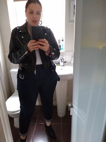 Customer photo review of Cigarette Pants in Denim - Vixen by Micheline Pitt
