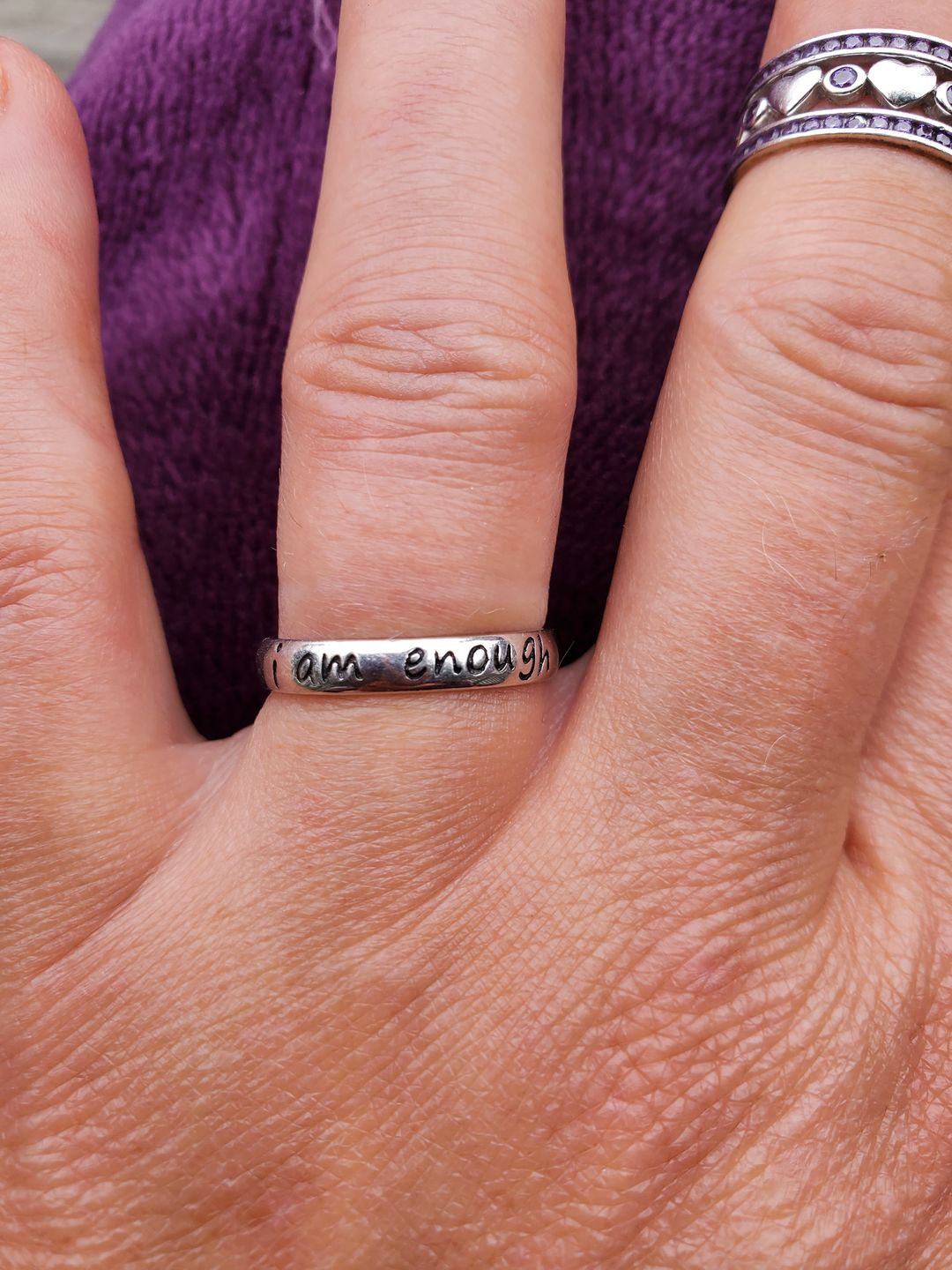 Customer photo review of 925 Sterling Silver 'I Am Enough' Ring