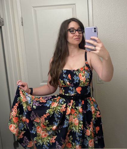 Customer photo review of PRE ORDER  - Ingenue Dress in Black Vintage Floral Print - Vixen by Micheline Pitt