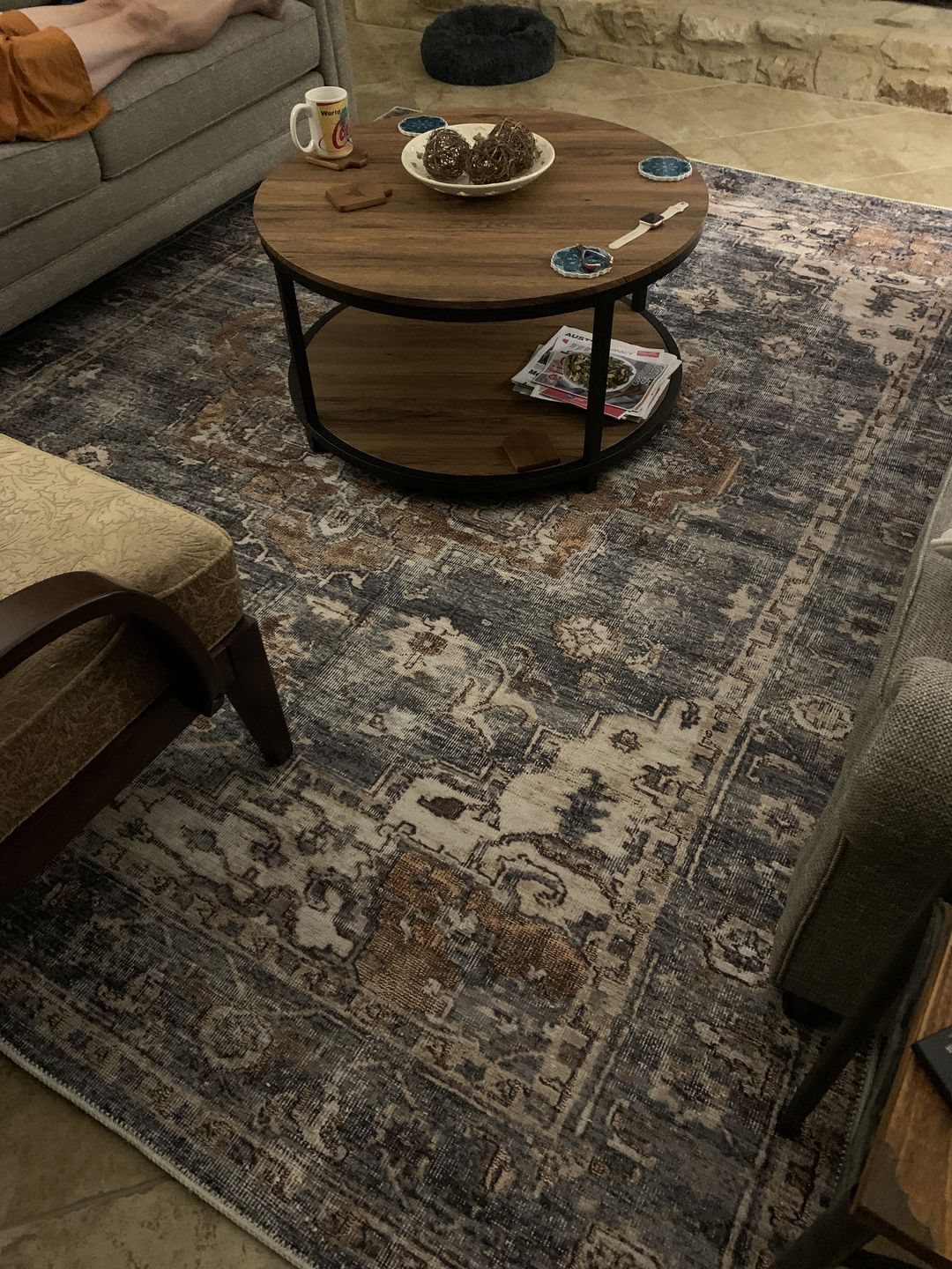 Customer photo review of The Rug Collective­™ Distressed Vintage Cezanne Rabbit Gray Inca Gold Area Rug