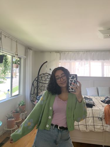 smiling daisies knit cardigan