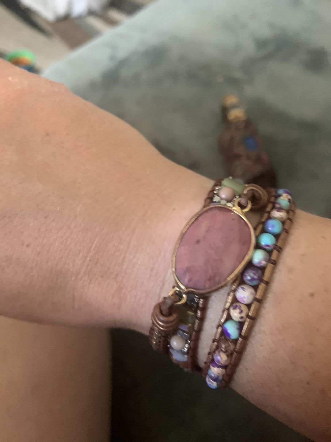 Customer photo review of Healing Rhodochrosite Wrap Bracelet
