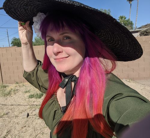 Customer photo review of Large Vintage Sun Hat in Black - Vixen by Micheline Pitt