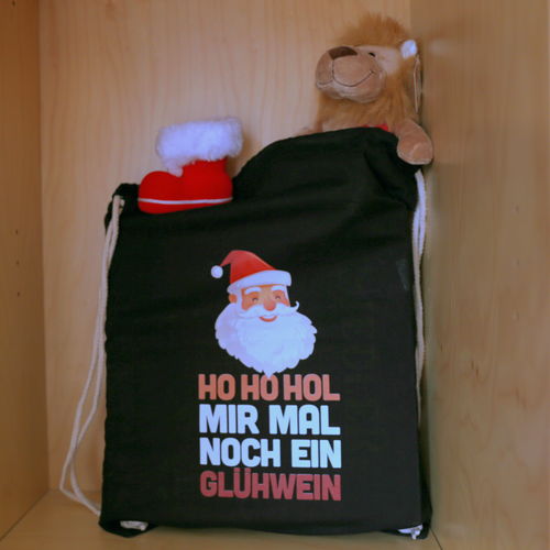 Customer photo review of Ho Ho Hol mir Glühwein - Words on Shirt  - Baumwoll Gymsac
