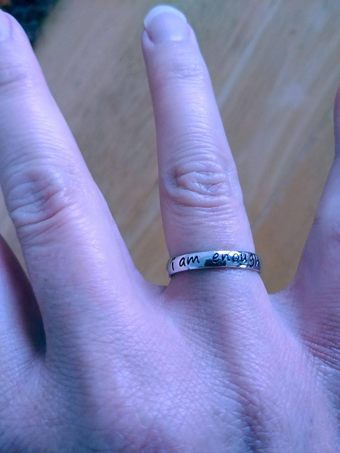 Customer photo review of 925 Sterling Silver 'I Am Enough' Ring