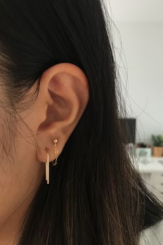 Customer photo review of Delicate Hook/Arc Earrings
