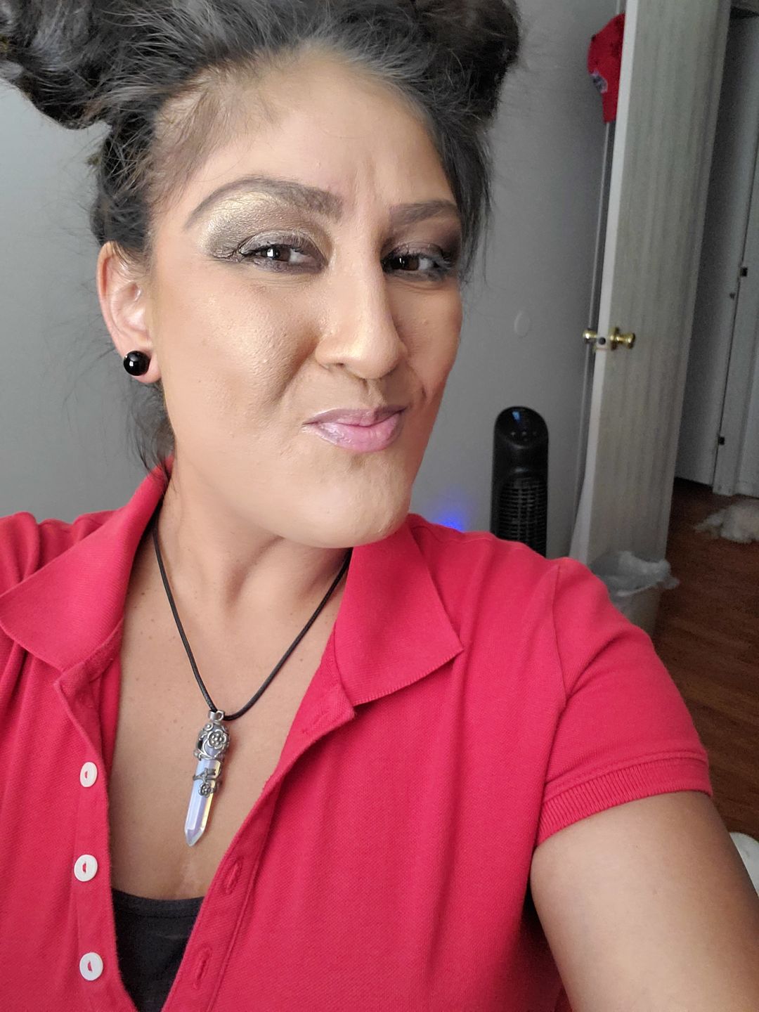 Customer photo review of Crystal Flower Hexagon Necklace