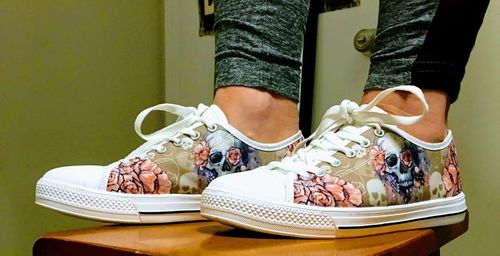 Customer photo review of Floral Skull Low Top