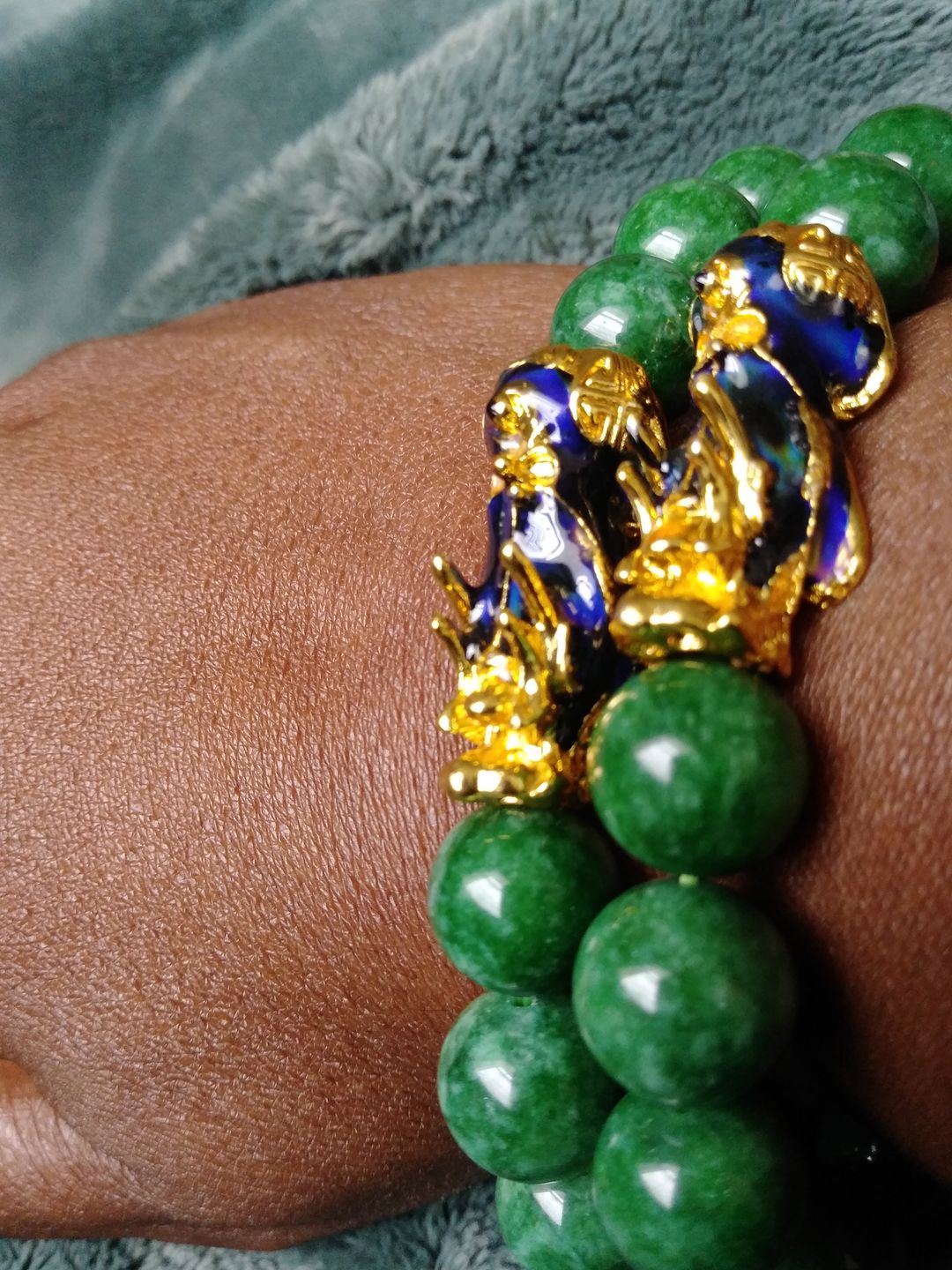 Customer photo review of 6 Words Pixiu Wealth Mantra Obsidian Bracelet