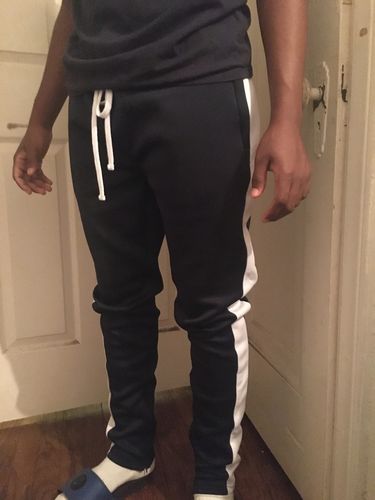 Customer photo review of Solid One Stripe Track Pants Navy - White (100-401)