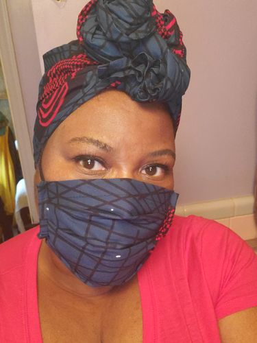 Customer photo review of ADULT FACE MASK AND MATCHING HEAD WRAP