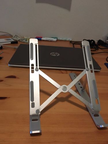 Customer photo review of Laptop Stand | Aluminium, Portable & Foldable