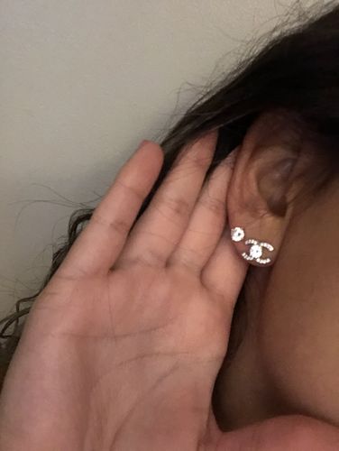 Customer photo review of Sterling silver “c” studs