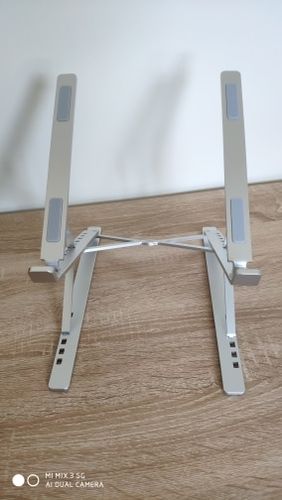Customer photo review of Laptop Stand | Aluminium, Portable & Foldable (double height)