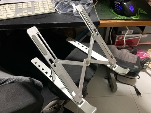 Customer photo review of Laptop Stand | Aluminium, Portable & Foldable