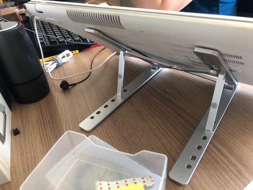Customer photo review of Laptop Stand | Aluminium, Portable & Foldable